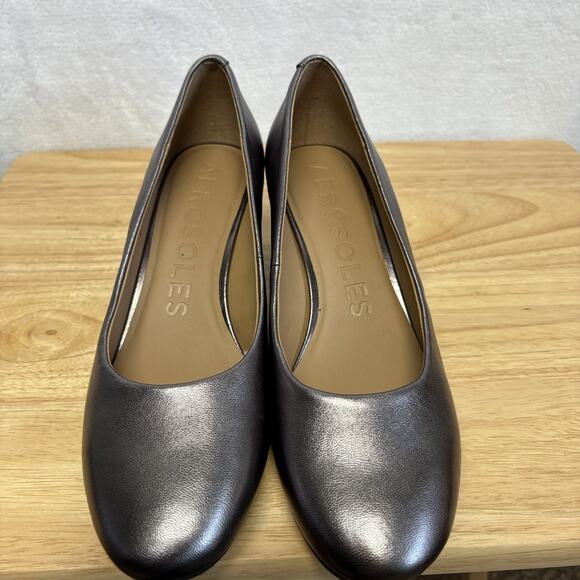 Aerosoles Betsy Mid Heel Pumps Metallic Gunmetal Silver Genuine Leather Size 9 - Picture 6 of 12